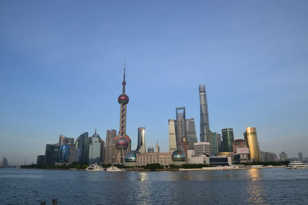 Shanghai Pudong skyline with Oriental Pearl Tower along the Huangpu River